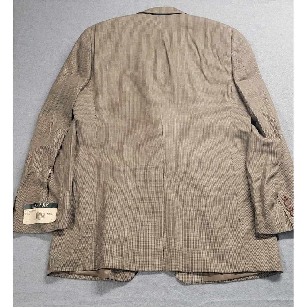 Lauren Ralph Lauren Mens Silk Wool Blend Sport Coat Blazer Tan Brown Houndstooth - Picture 13 of 15